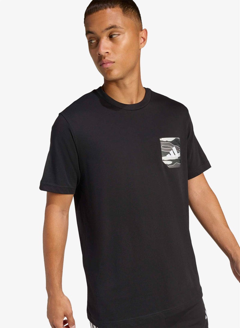 Adidas Camo Woven Pocket Graphic T-Shirt - Image 3